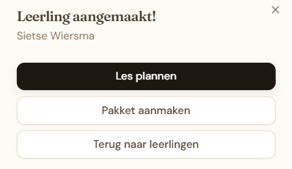 Na opslaan - direct les plannen
