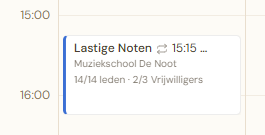 Leskaart met leden- en helpertelling