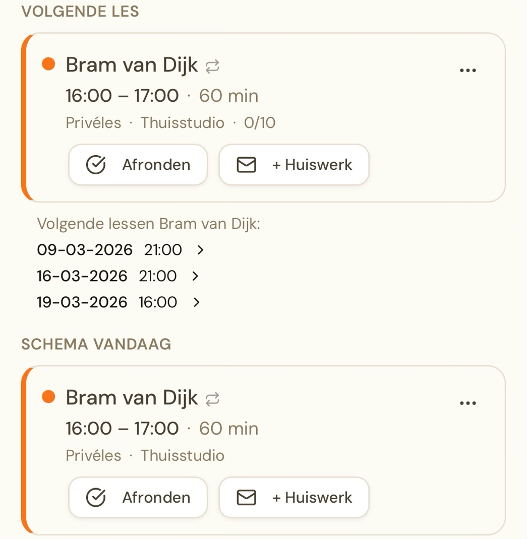 Cadens mobiel — volgende les met pakket-teller en aankomende lessen