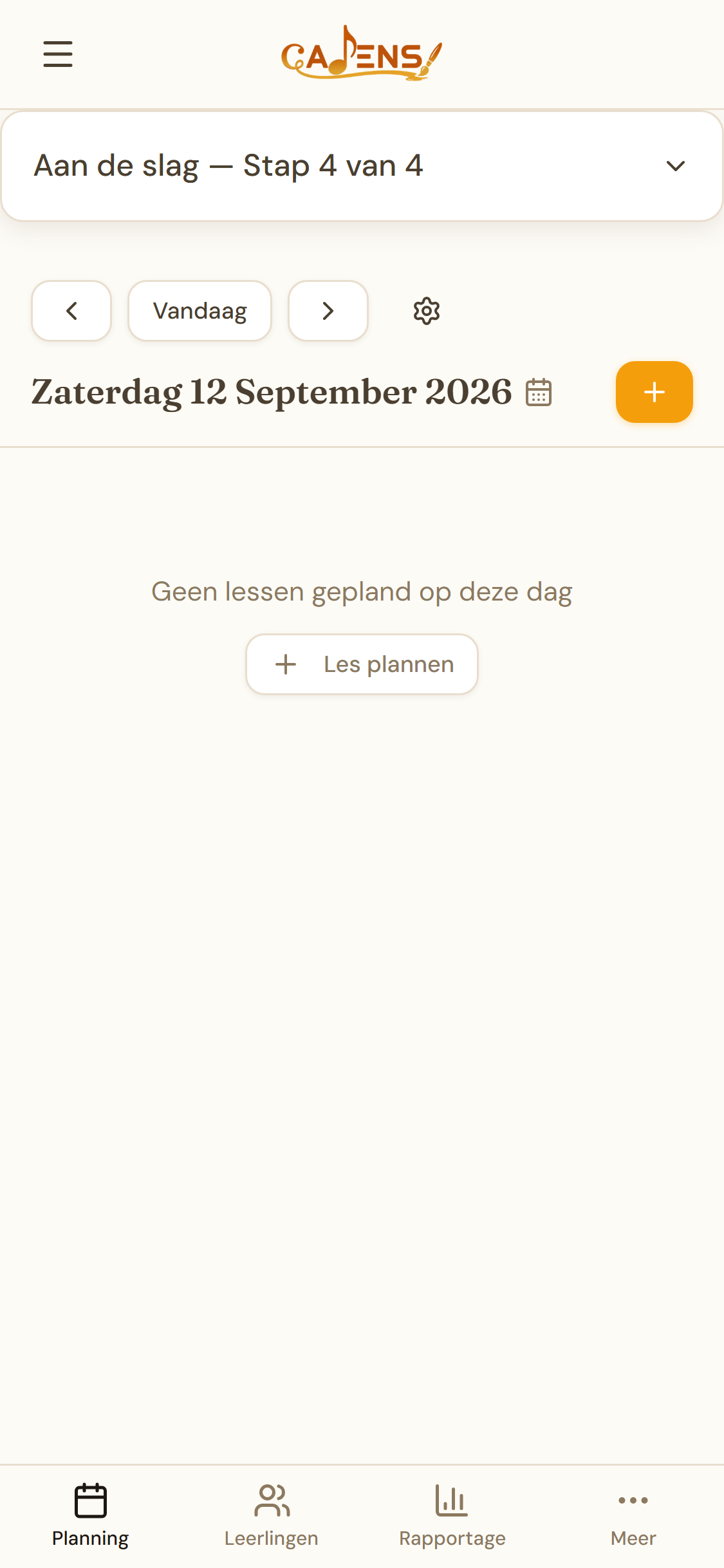 Cadens Aan de slag-checklist ingeklapt op mobiel