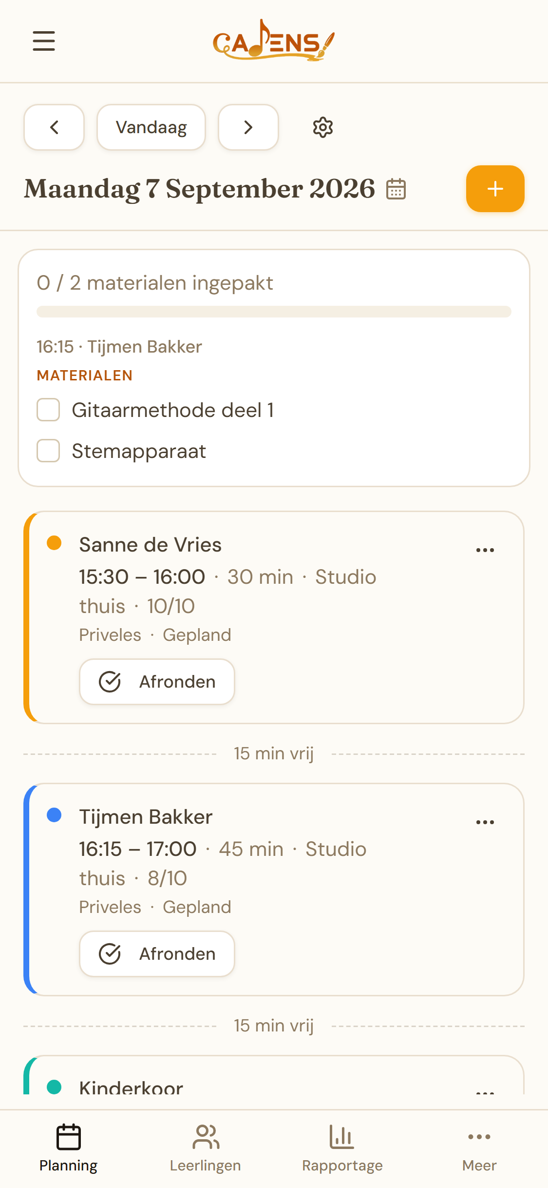 Dagweergave op mobiel